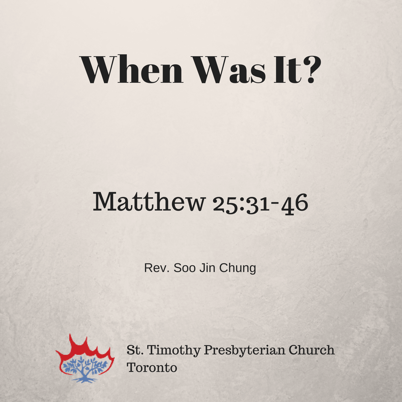 St Timothy Presbyterian Church in Toronto: Sermons